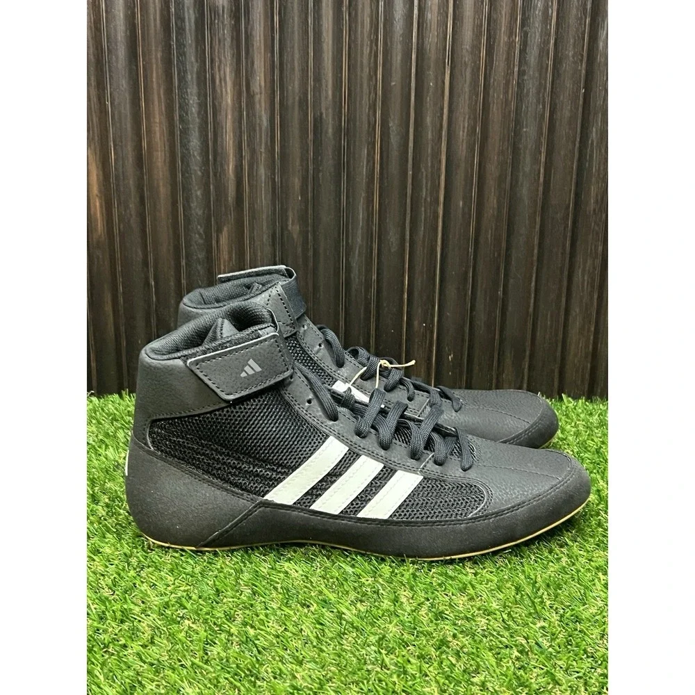 Size 8.5 - Adidas Mens HVC AQ3325 Black White Wrestling Boxing MMA Sneaker Shoes